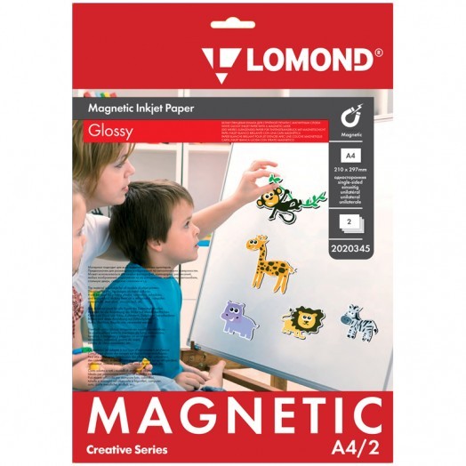 Бумага А4 с магнитным слоем Lomond Magnetic, 660г/м2 (2л) для струйной печати, глянцевая односторонн