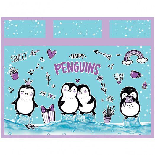 Папка с ручками А4 ArtSpace "Happy Penguins", пластик, на молнии, 80мм