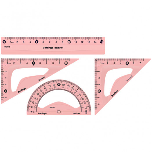 Набор чертежный малый Berlingo "Instinct" (треуг. 2шт, линейка 15см, транспортир), ассорти