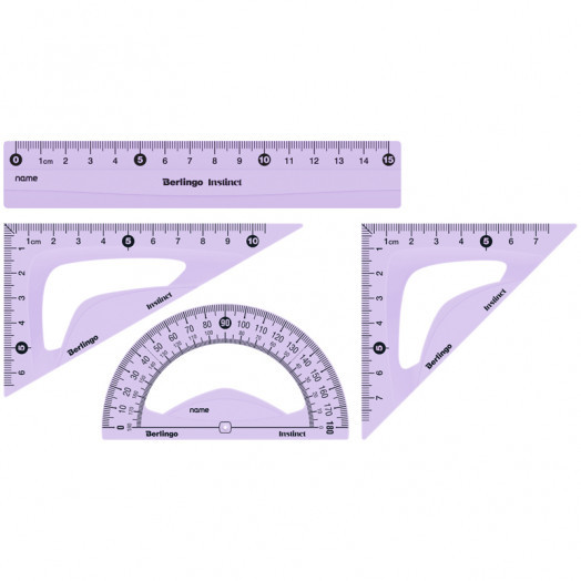 Набор чертежный малый Berlingo "Instinct" (треуг. 2шт, линейка 15см, транспортир), ассорти