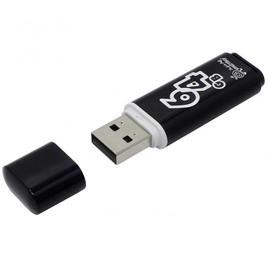 Память Smart Buy "Glossy"  64GB, USB 2.0 Flash Drive, черный