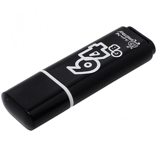 Память Smart Buy "Glossy"  64GB, USB 2.0 Flash Drive, черный