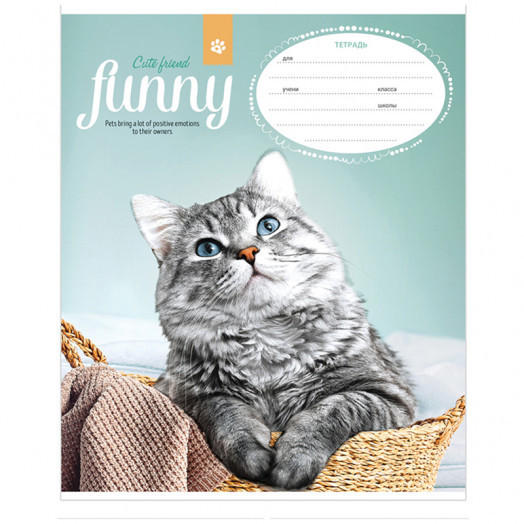 Тетрадь 12л., клетка ArtSpace "Питомцы. Funny pets", эконом