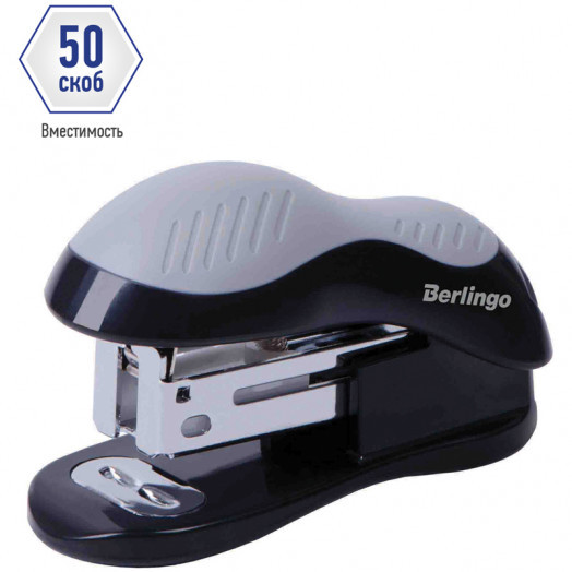 Мини-степлер №24/6, 26/6 Berlingo "Office Soft" до 15л., черный