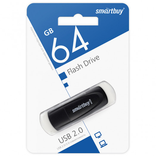 Память Smart Buy "Scout"  64GB, USB 2.0 Flash Drive, черный