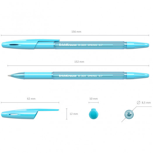 Ручка шариковая Erich Krause "R-301 Spring" синяя, 0,7мм, грип, корпус ассорти