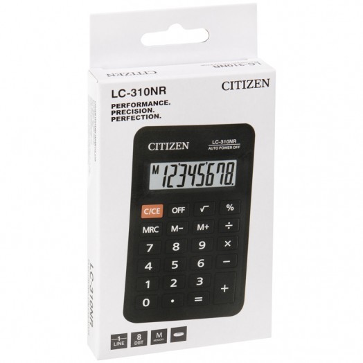 Калькулятор карманный Citizen LC-310NR, 8 разрядов, питание от батарейки, 69*114*14мм, черный