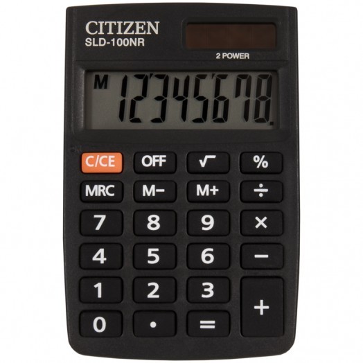 Калькулятор карманный Citizen SLD-100NR, 8 разрядов, двойное питание, 58*88*10мм, черный