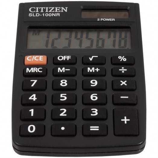 Калькулятор карманный Citizen SLD-100NR, 8 разрядов, двойное питание, 58*88*10мм, черный