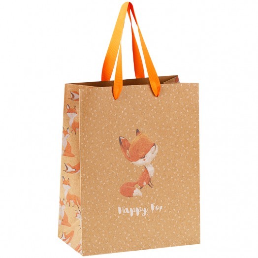 Пакет подарочный 18*23*10см MESHU "Happy Fox", крафт