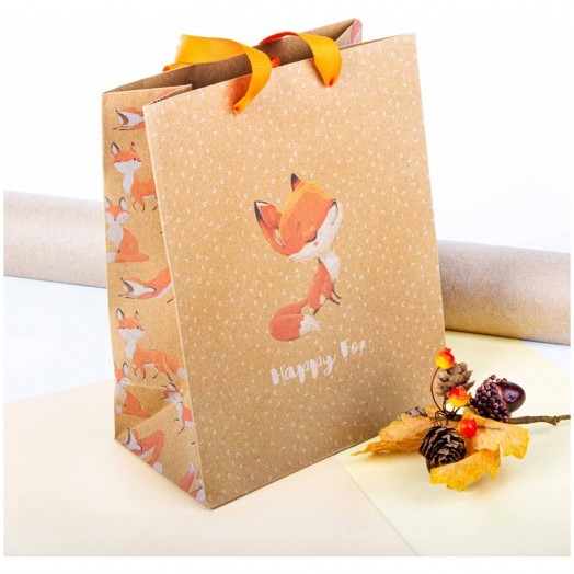 Пакет подарочный 18*23*10см MESHU "Happy Fox", крафт