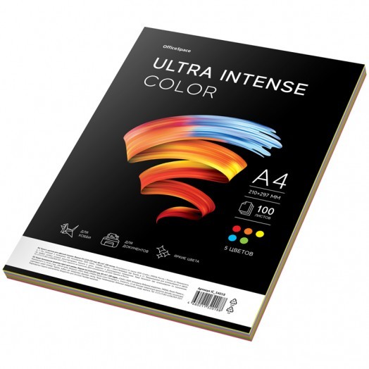 Бумага цветная OfficeSpace "Ultra Intense Color", A4, 80 г/м², 100л., (5 цветов)