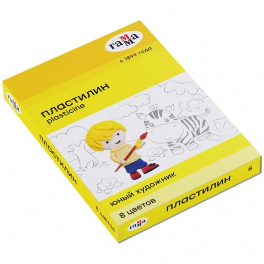 Пластилин Гамма "Юный художник" NEW, 08 цветов, 112г, со стеком, картон. упак.