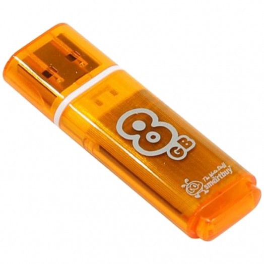 Память Smart Buy "Glossy"   8GB, USB 2.0 Flash Drive, оранжевый