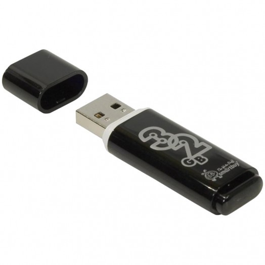 Память Smart Buy "Glossy"  32GB, USB 2.0 Flash Drive, черный