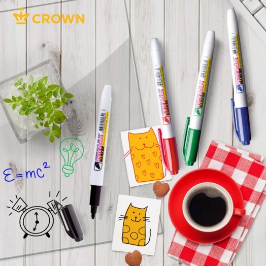 Набор маркеров для белых досок Crown "Multi Board Slim" 4цв., пулевидный, 2мм, чехол с европодвесом