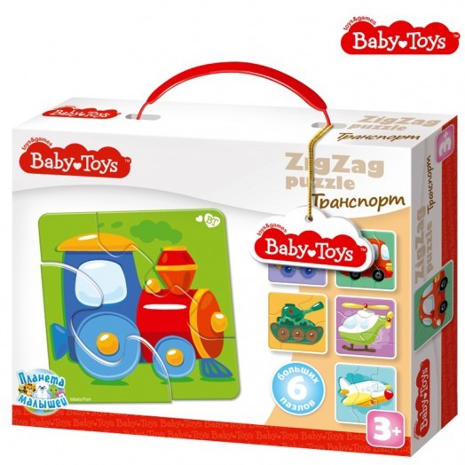 Пазлы контурные Baby Toys "Зигзаг. Транспорт", 18 эл