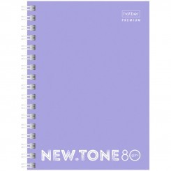 Записная книжка А6 80л. на гребне Hatber "NEWtone Pastel. Лаванда", 80г/м2, пластиковая обложка