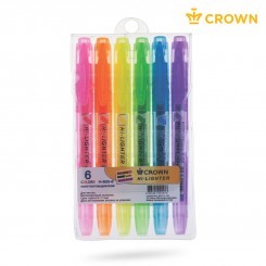 Набор текстовыделителей Crown "Multi Hi-Lighter" 6цв., 1-4мм, чехол с европодвесом