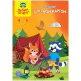 Картон цветной A4, Мульти-Пульти, 8л., 8цв., мелованный, в папке, "Приключения Енота"